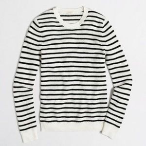 J. Crew Black and White Striped Waffle Sweater